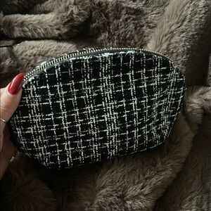 Chic Black and White Tweed Pouch